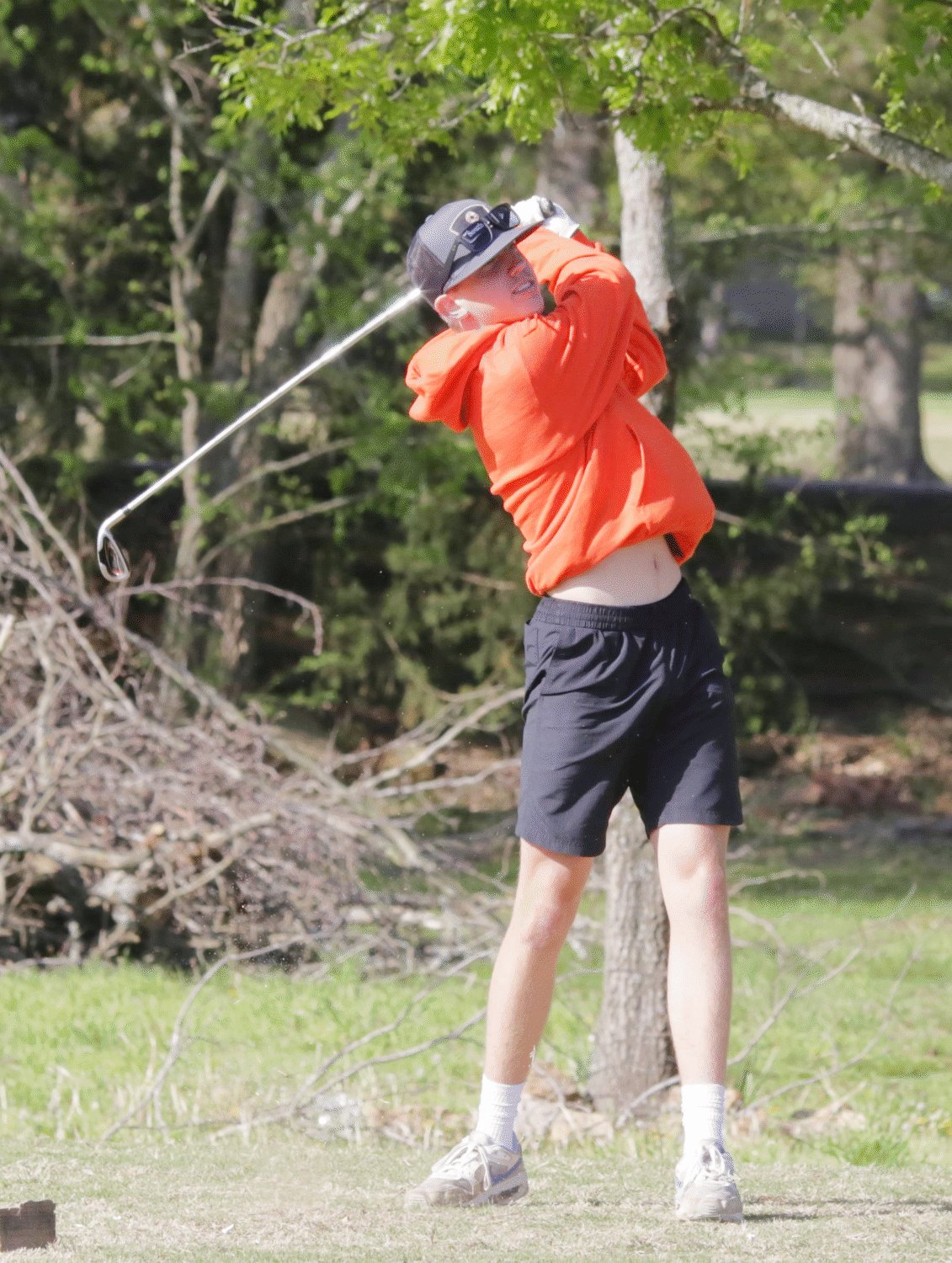 Patrick Spofford sends a ball downrange for the Yellowjackets.